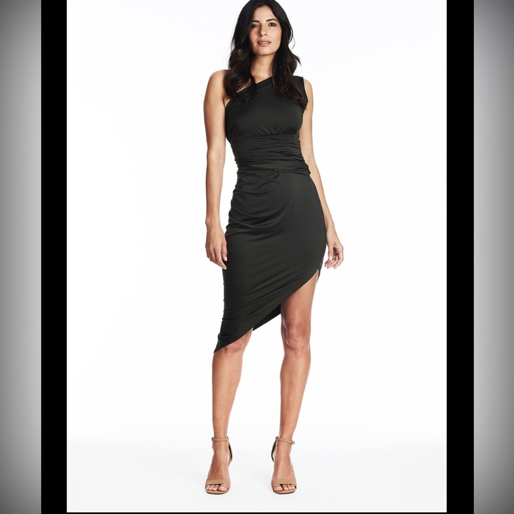 New Coldesina green drapey asymmetrical dress. There are so many ways to wear it